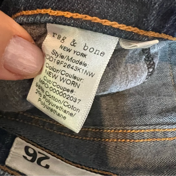 RAG & BONE Dark Wash Indigo Five-Pocket Jeans, 26 - Picture 14 of 15